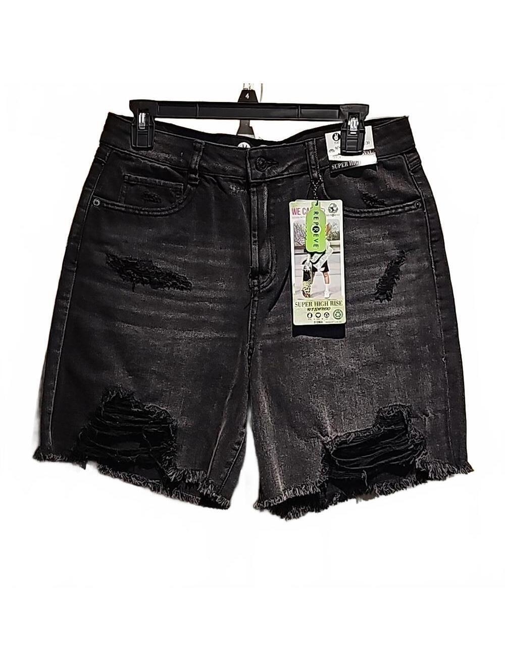 Rewash peace love eco black denim destroyed cut off size 11